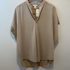 Club Monaco Tan Tunic with Mandarin Collar and Short Sleeves